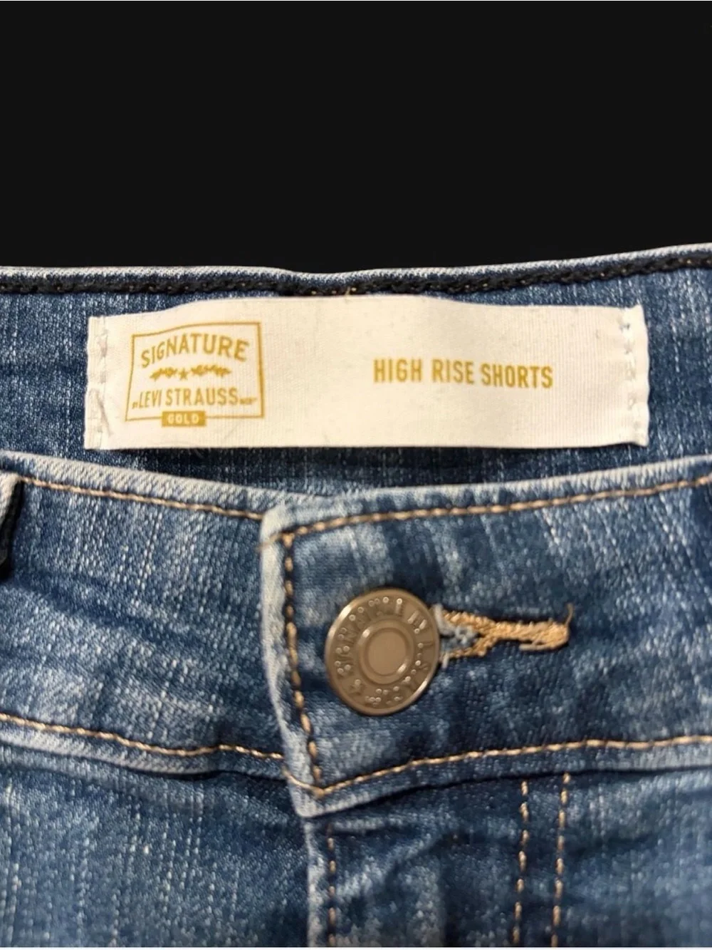 Levi's high rise blue denim shorts